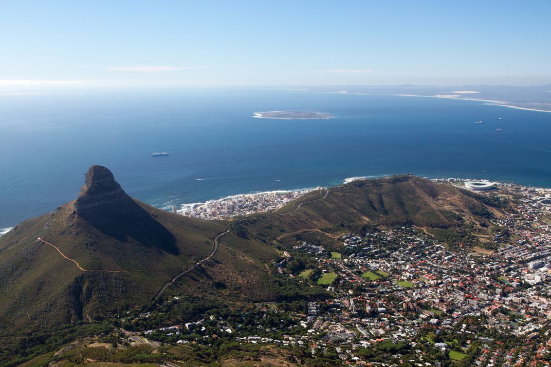 View over Cape Town with Robben Island