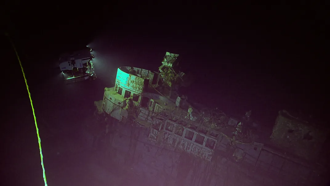 barely illuminated shipwreck
