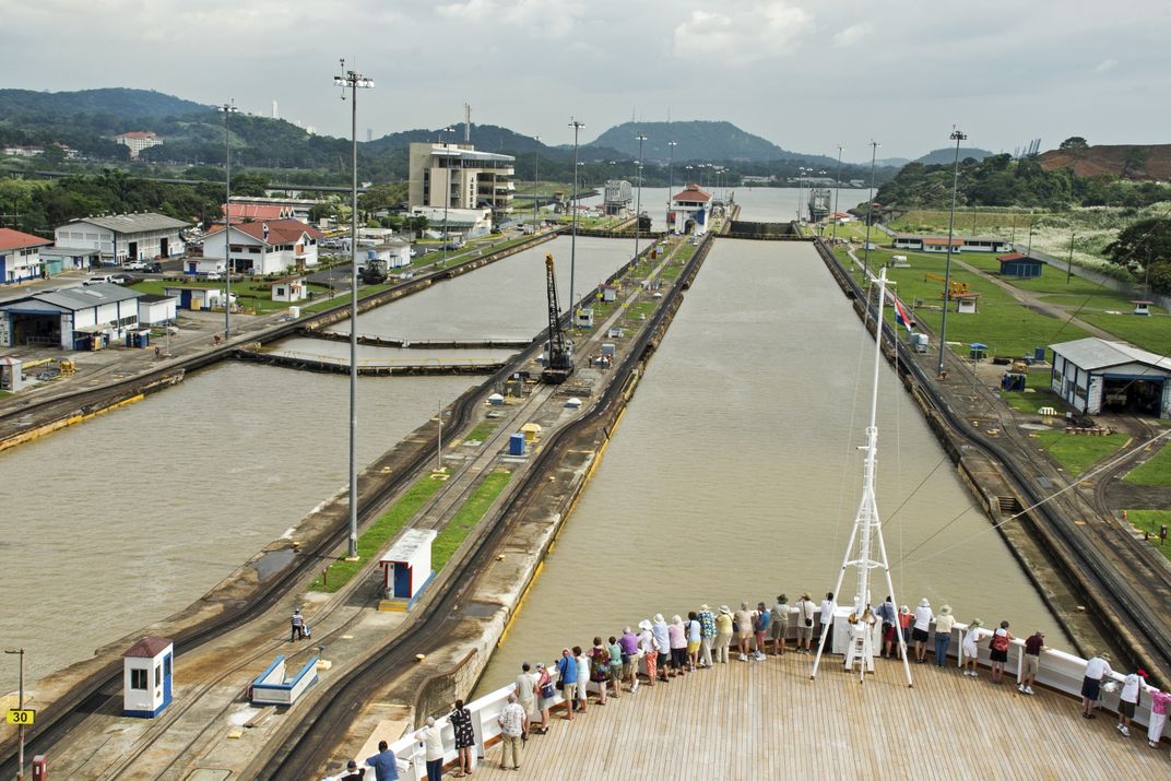 Transiting a lock in the Panama Canal