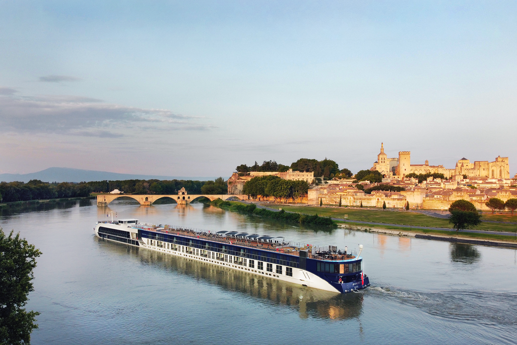 River cruise ship on river in France