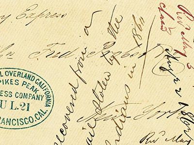 Rare correspondence—carried by a vanished courier—is one of only "two pieces of what collectors call 'interrupted mail' from the Pony Express," says Postal Museum curator Daniel Piazza.