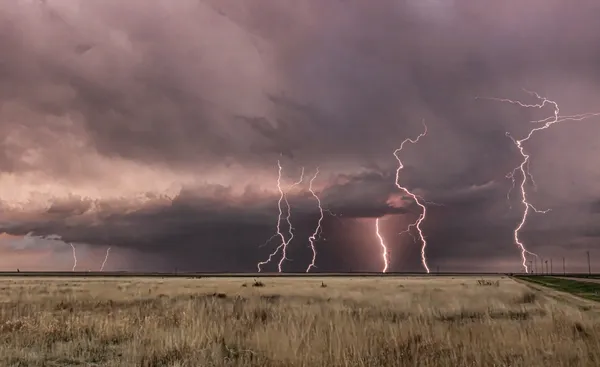 Eight lightning strikes on the Kansas prairie thumbnail