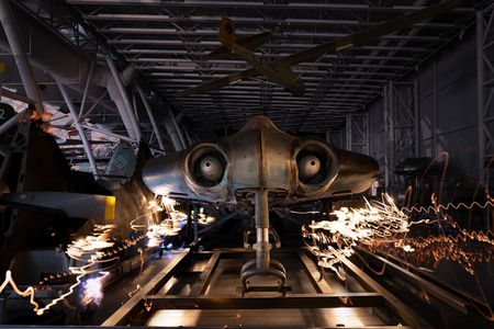The wingless Horten Ho 229 V3 on display with other Nazi aircraft.