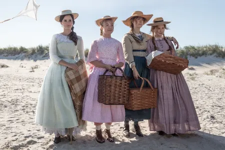 Florence Pugh (second from the left) plays Amy March in "Little Women"