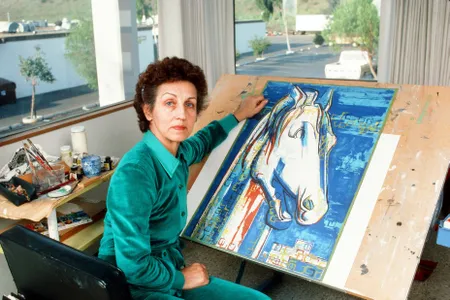Fran&ccedil;oise Gilot in her art studio circa 1982 in La Jolla, California
