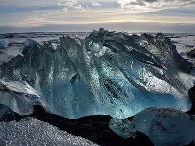 Ice calves off the Breidamerkurjokull, a glacier in Iceland. Some scientists suggest prehistoric glaciers hold the answers to how life evolved on Earth.