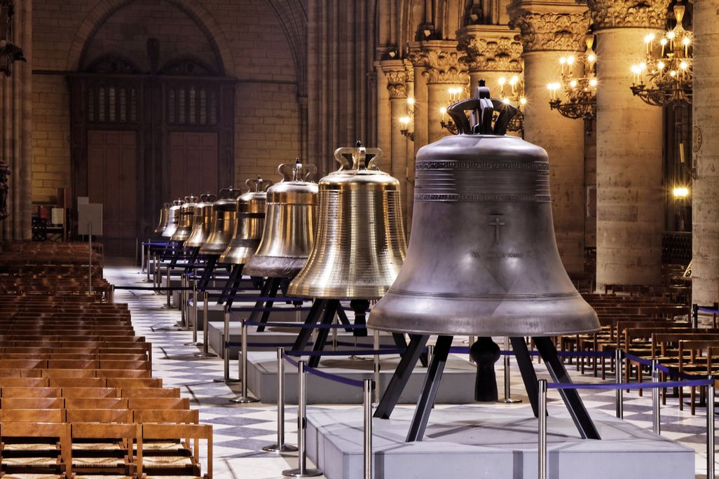 Giant bells lined in a row