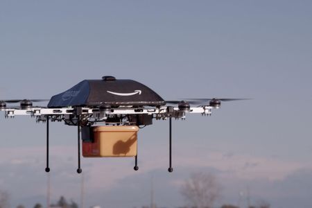 One of Amazon's drones (they're testing several types) in action.