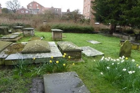 The stone marked with the name &quot;Ebenezer Scrooge&quot; is located in a graveyard at St. Chad&rsquo;s Church&nbsp;in Shrewsbury, England.