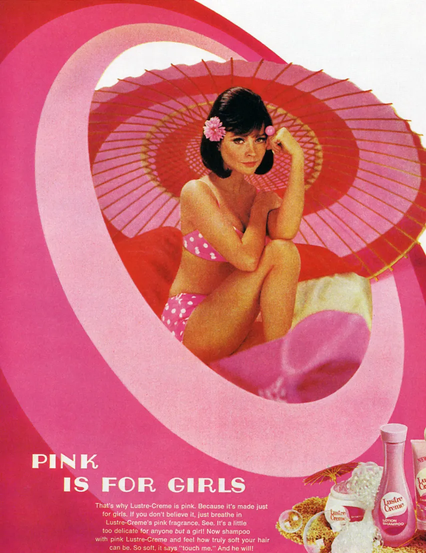 A 1960s advertisement suggesting that "pink is for girls"