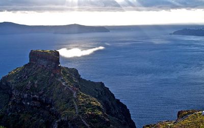 The Caldera of Santorini is today a ring of islands in the Aegean.