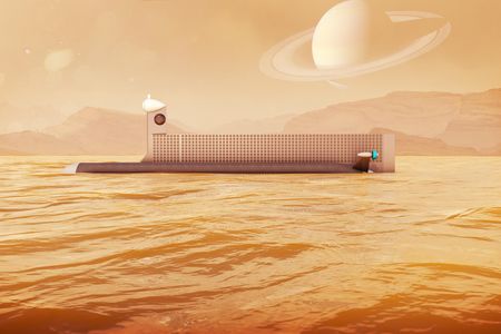 Artist's conception of a Titan-exploring submarine.