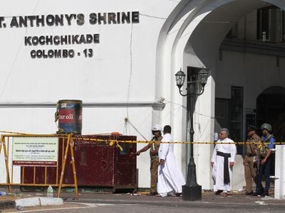St. Anthony's Shrine photographed the day after multiple deadly explosions targeted churches and hotels across Sri Lanka.