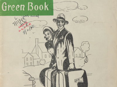 Detail from the cover of the 1948 Green Book, a guidebook for black travelers.