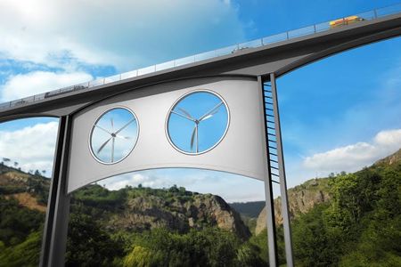Rendering of Juncal Viaduct with turbines 