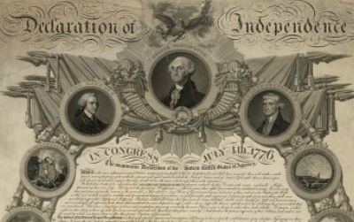 An ornamental copy of the Declaration of Independence