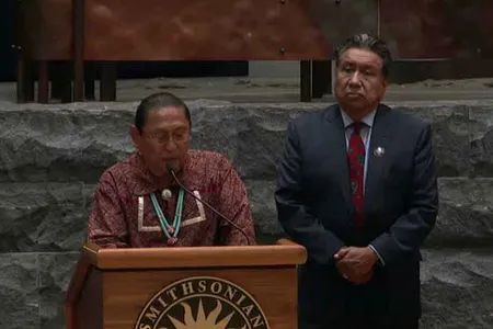 Kurt Riley, governor of the Acoma Pueblo people, spoke on the ever-present specter of theft of cultural objects. 