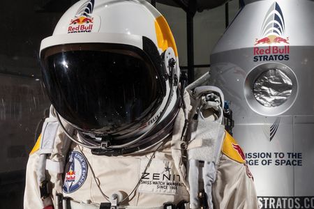 Felix Baumgartner's full-pressure suit and helmet were designed to provide protection from extreme temperatures and served as the sky diver's only protection until he reached the lower atmosphere.