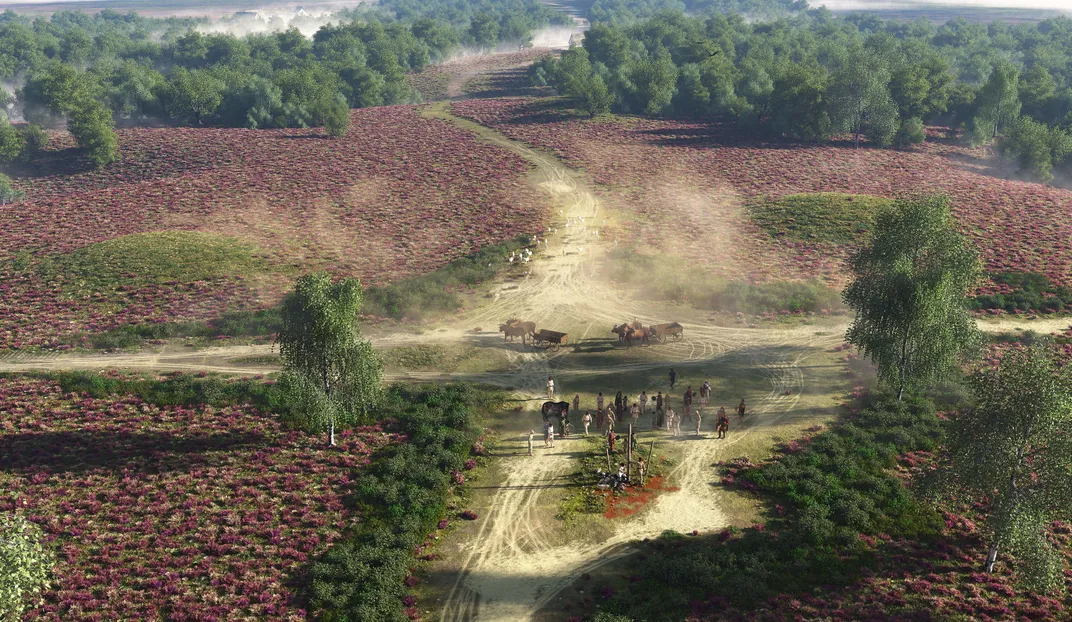 An artist's interpretation of what the Hezingen cult site might have looked like