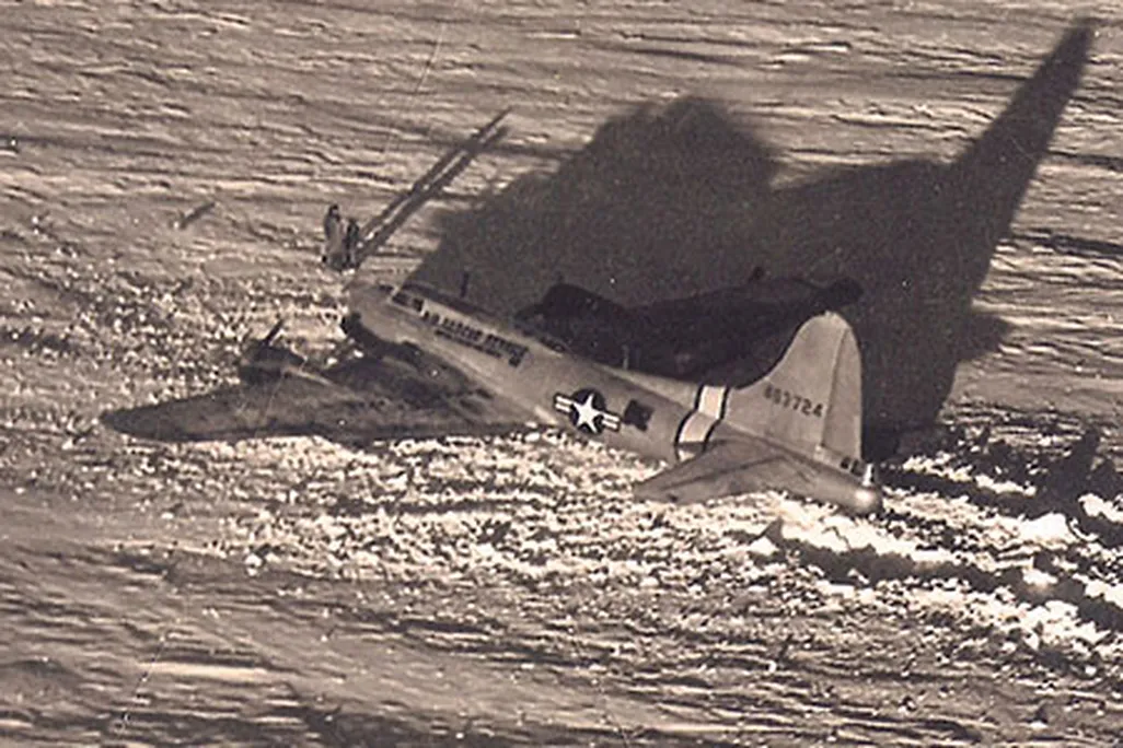 When seven men got stuck in a grim patch of Greenland in 1948, the Air Force sent a B-17 to rescue them, but it got mired in soft snow (top of montage), only worsening the predicament.