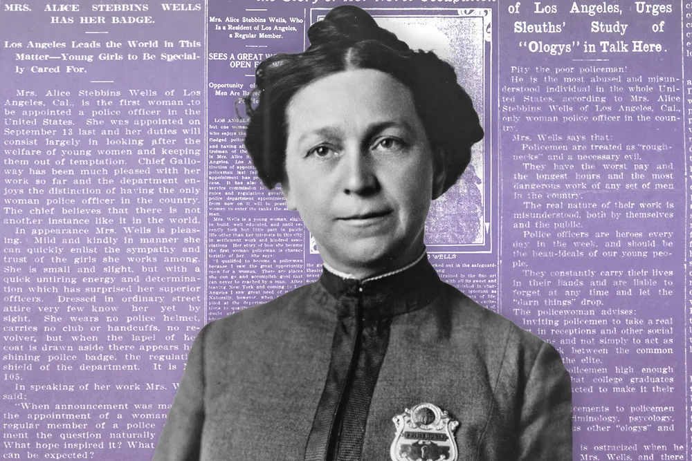 An illustration of Alice Stebbins Wells, the first policewoman in the Los Angeles Police Department