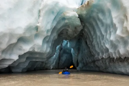 Nizina Glacier became more accessible to paddlers around 2000, when melting ice formed a lake on which float-planes could land.