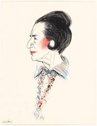 Diana Vreeland by Richard Ely Crayon, ink and gouache on paper 1989