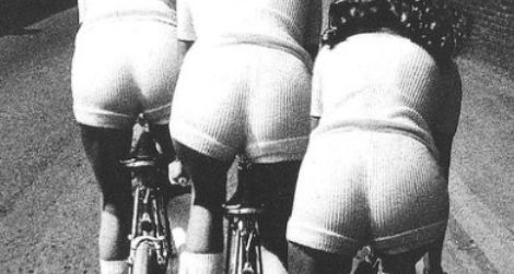 Biking while wearing stretchy knit hot pants, 1972