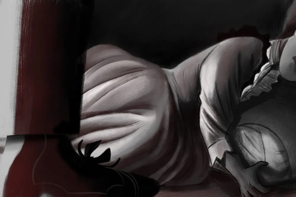 Illustration of crying woman