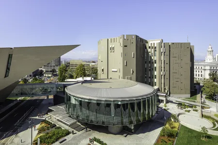 The Denver Art Museum's newly renovated campus, with the 50,000-square-foot Sie Welcome Center in the foreground