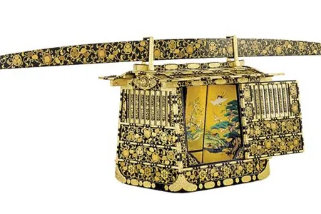 Ceremonial palanquin that was a form of transport favored by warlords in 19th-century Japan.