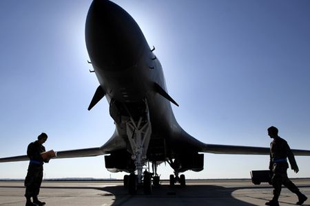 A Texas-based B-1B Lancer tests a new, more economical fuel mix.
