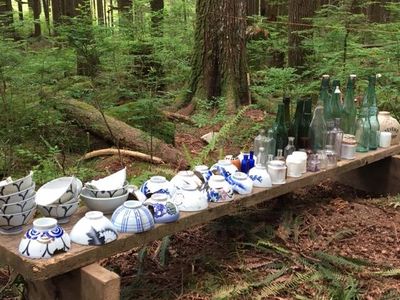 Dishes and bottles found at the site in the Lower Seymour Conservation Reserve.