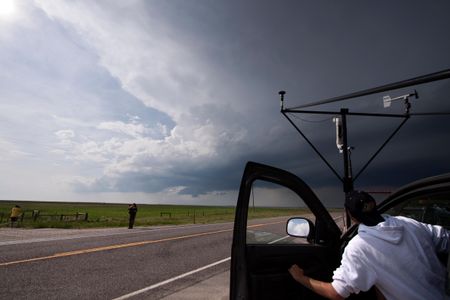 Purdue storm chaser Andrew Arnold watches a developing supercell in southern Kansas. His 2009 work was part of an earlier VORTEX project, which studied the “tornado alley” storms in the U.S. midwest.