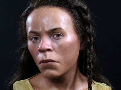 In Oscar Nilsson&#39;s reconstruction, the Upper Largie Woman looks skeptically at viewers.