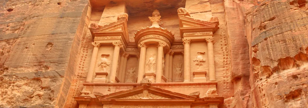 Upper facade of the Treasury at Petra