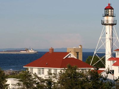 A view of Lake Superior and the Great Lakes Shipwreck Museum.