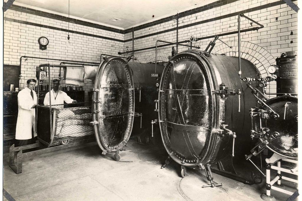 Clothing and soft furnishings were cleaned with machines that used high-pressure steam and formaldehyde to kill germs and vermin