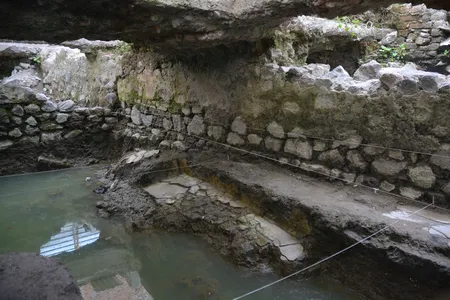 The remains of a pre-Hispanic temazcal recently found in Mexico City