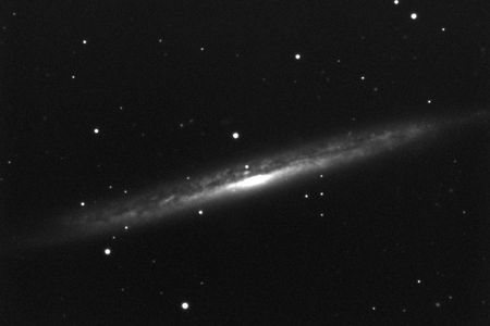 An amateur photograph of galaxy NGC 5907 by Flickr user korborh. On its own it doesn't look like much, but combined with hundreds more it can reveal new secrets about the universe. 
