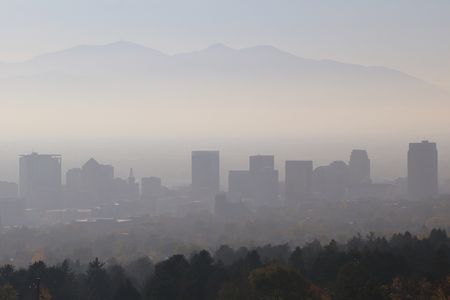 Salt Lake City, Utah, pictured here, ranks number eight for short-term particle pollution.