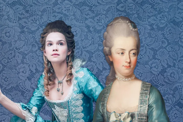 Illustration of Emilia Schule as Marie Antoinette and a portrait of the French queen