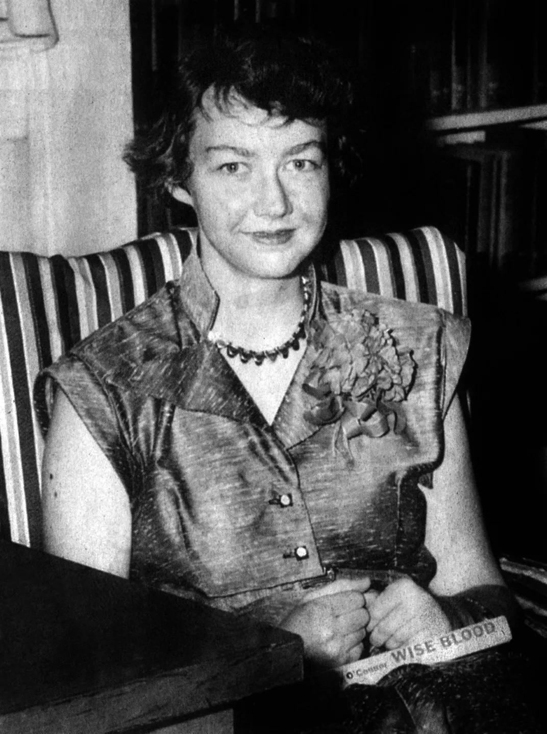 Flannery O'Connor with her novel Wise Blood