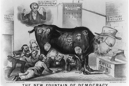 A lithograph from printers Currier & Ives depicted swill milk as the root of many vices 