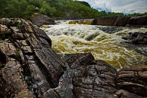 A waterfall on the Titovka river in the Murmansk region. thumbnail