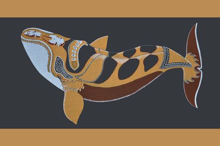 “Tattooed Whale, 2016” by Tim Pitsiulak. Screen-print on Arches Cover Black.