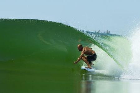 Kelly Slater tests his new wave machine in Lemoore, California