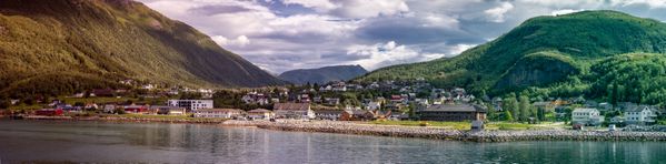 Norwegian village on a fjord thumbnail