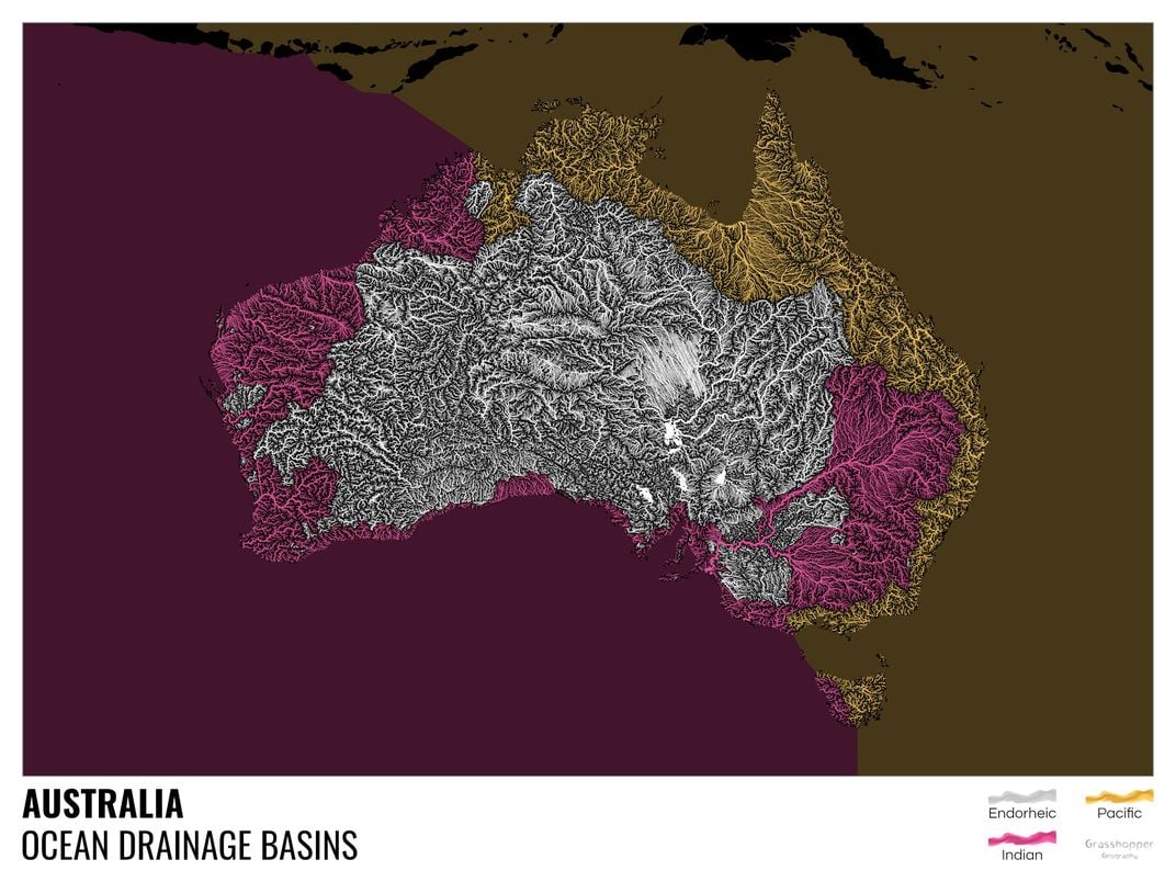 Ocean Drainage Basin Map of Australia