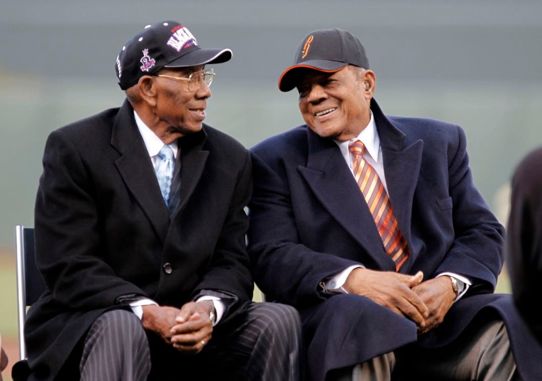 Willie Mays (right) and Bill Greason (left) at AT&T Park in San Francisco in 2011
